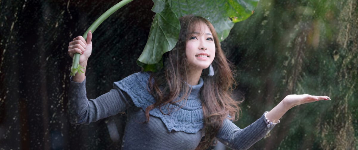 水 绿叶植物叶子 美女3440x1440壁纸