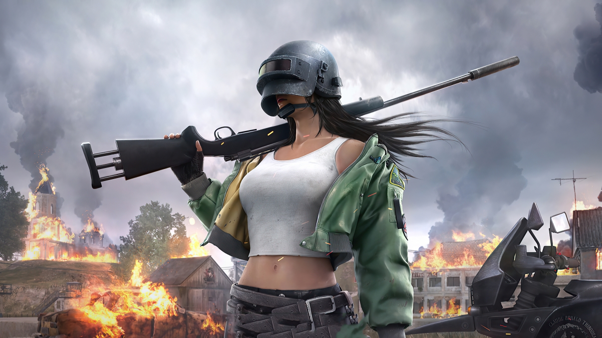 绝地求生 吃鸡Pubg头盔女孩4k游戏壁纸