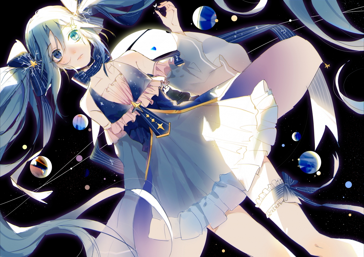 落入宇宙 初音5k壁纸