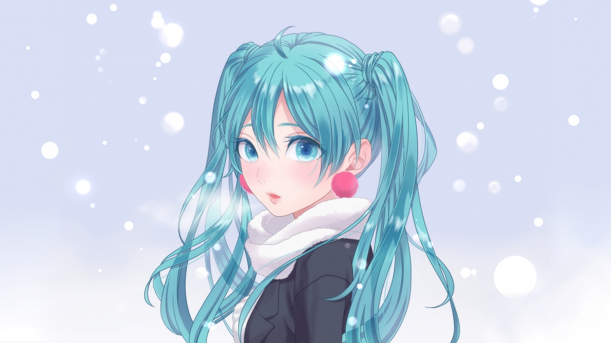 冬天 雪花 初音未来4k壁纸3840x2160