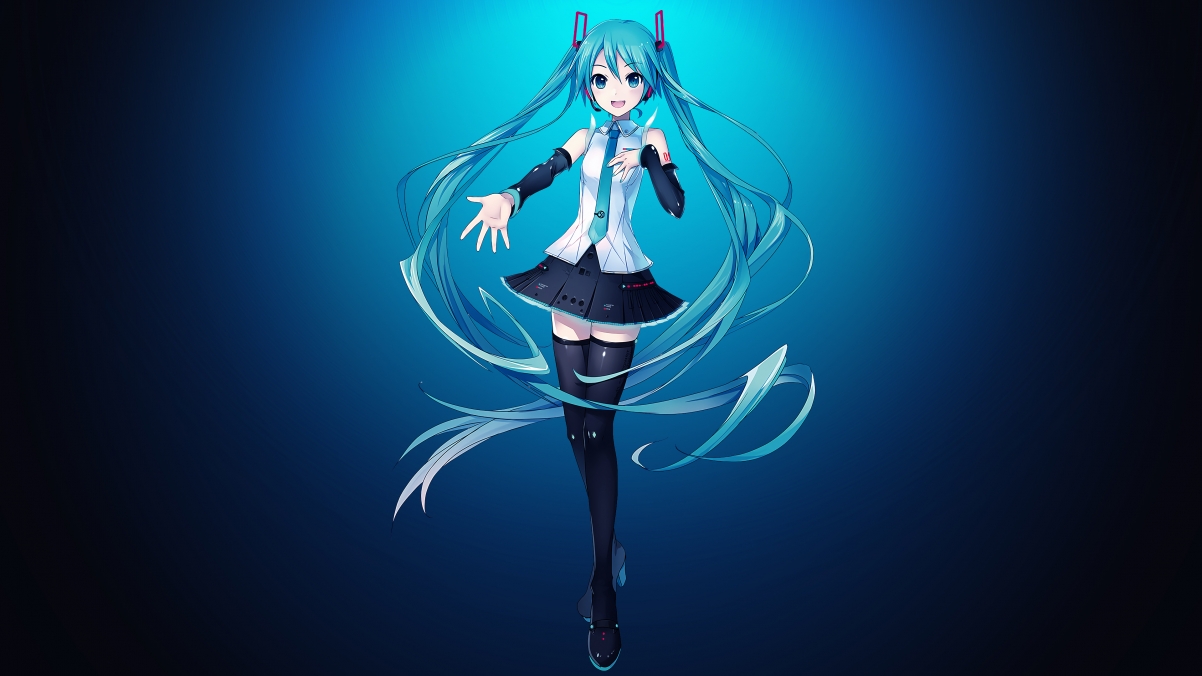 深蓝色背景初音未来4K壁纸