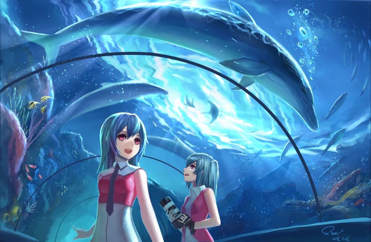 水族馆 可爱初音女孩4k动漫壁纸