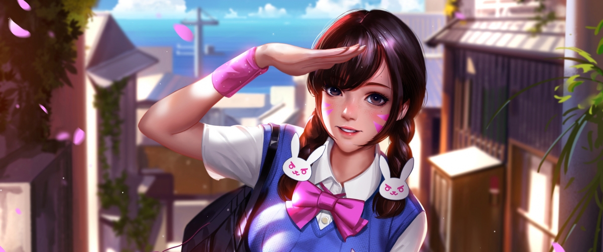 DVA,校服,守望先锋Overwatch3440x1440带鱼屏壁纸