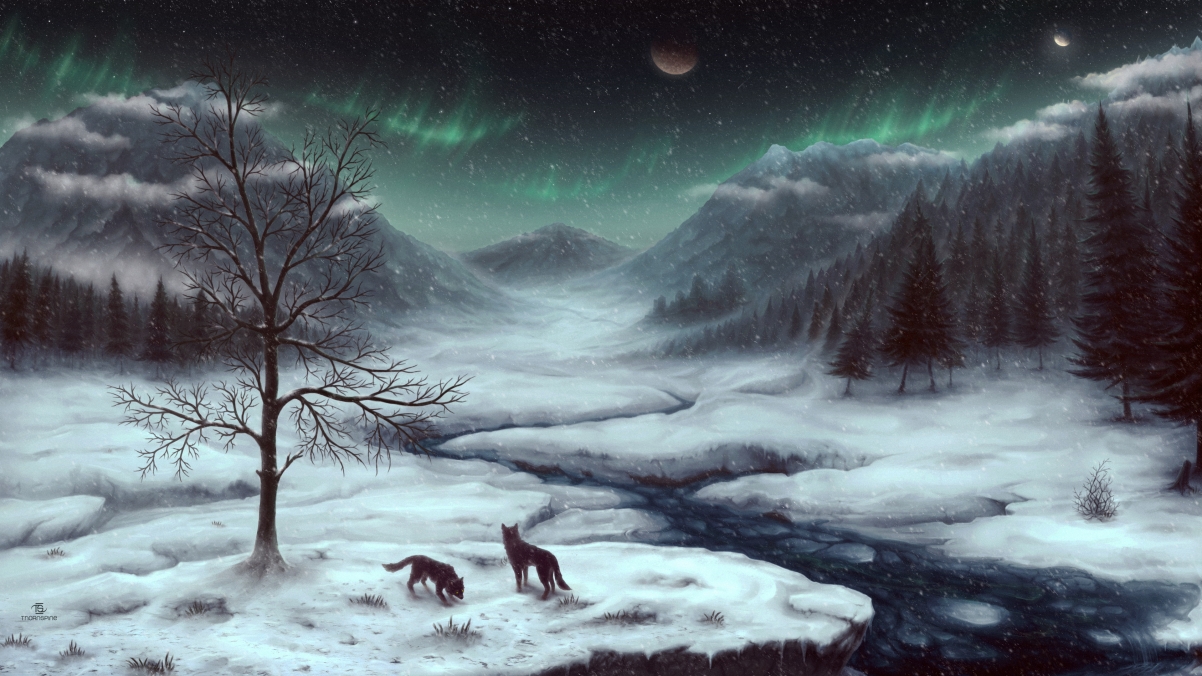 Snowy Skyrim游戏风景4K壁纸