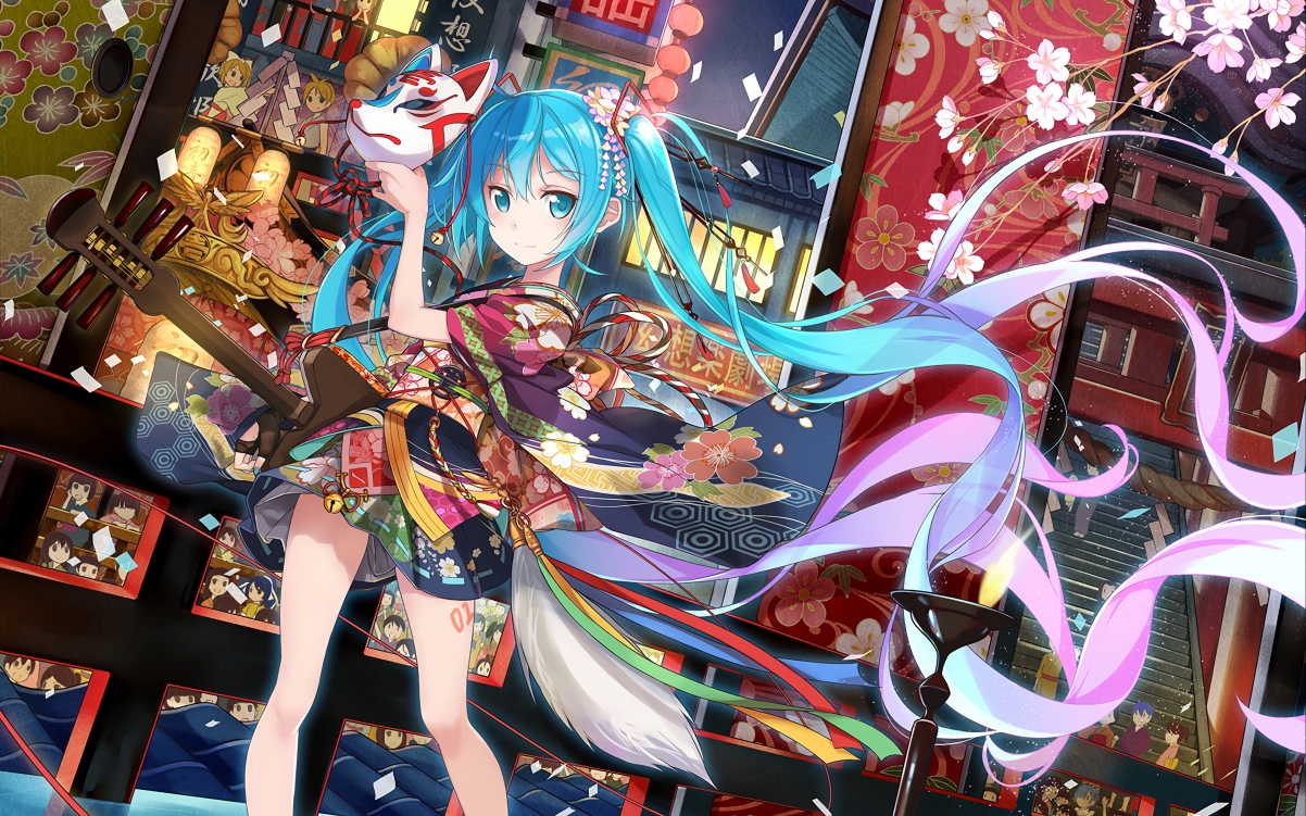 初音,面具,美少女,初音未来4k壁纸