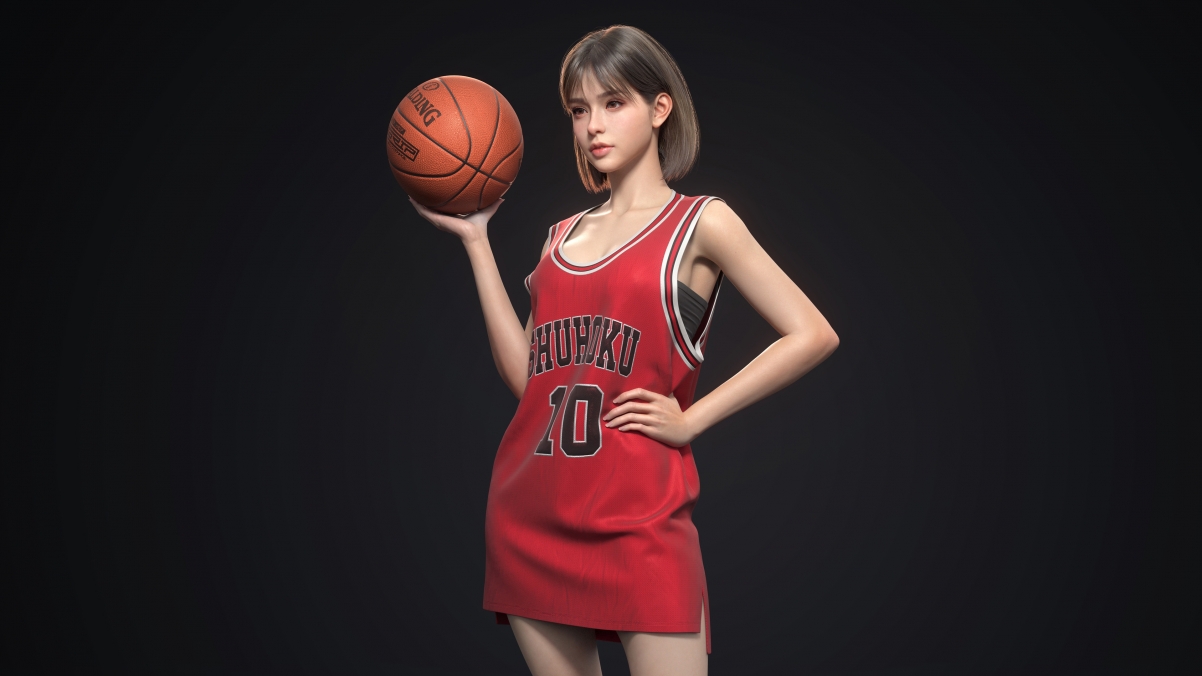 3D美女 灌篮高手 卢静赤木晴子 球服 篮球4K电脑壁纸
