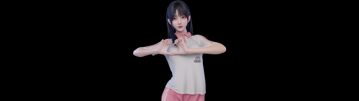 可爱3d美女爱心手势 麻匪5120x1440高清动漫壁纸